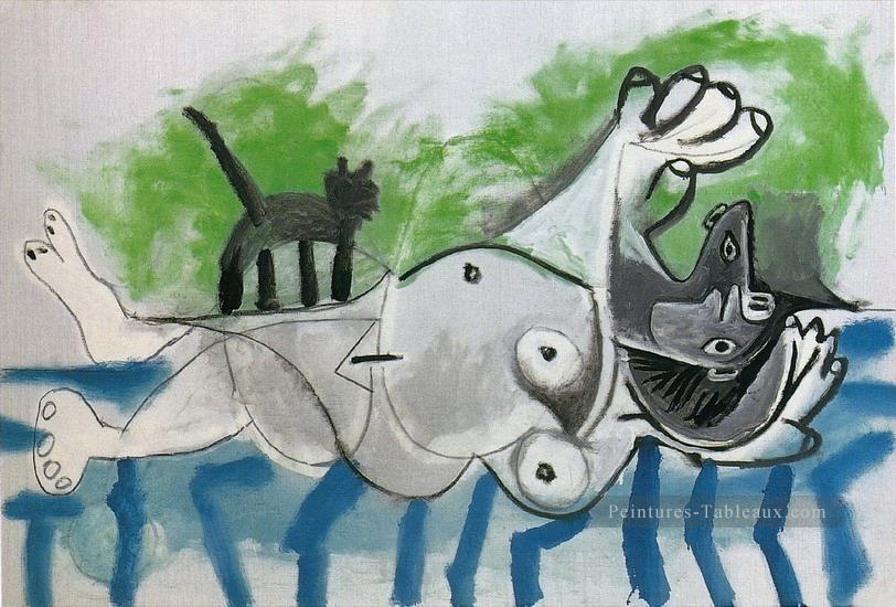 Nu couche et chat IV 1964 abstrait Nue Peintures à l'huile